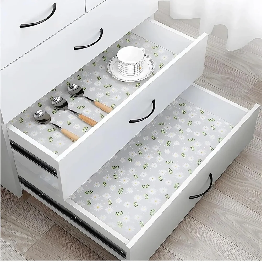 New in package Floral Clear Shelf Liner